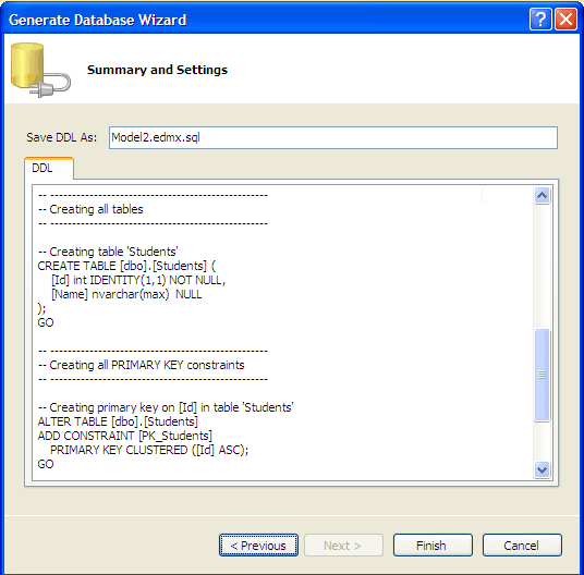 Entity Framework Model first