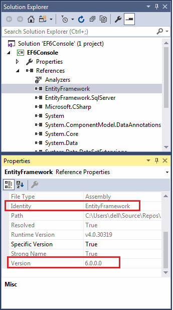 Entity Framework install