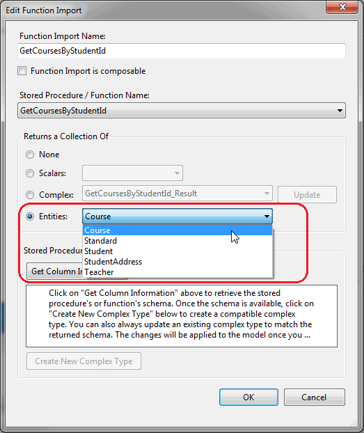 Entity Framework stored procedure